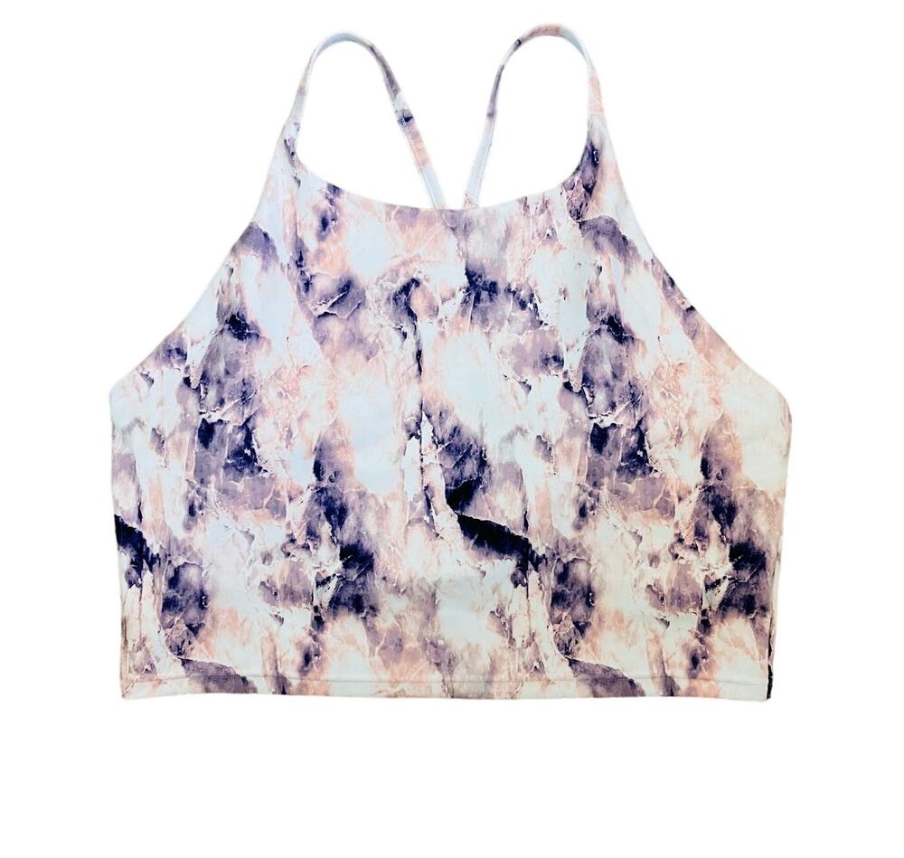 Old Navy Powersoft Marbled Pink Purple White Racerback Sports Bra XL